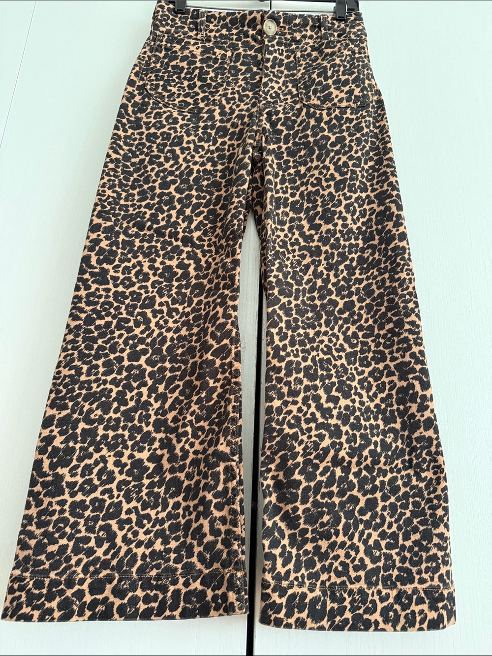 Anthropologie MAEVE The Colette Full-Length Wide-Leg Jeans Leopard Print Sz 28P - Picture 7 of 16